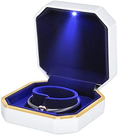Caixa de presente de joias LED Caixa de colar de veludo elegante Caixa de pulseira com luz LED para a exibição de