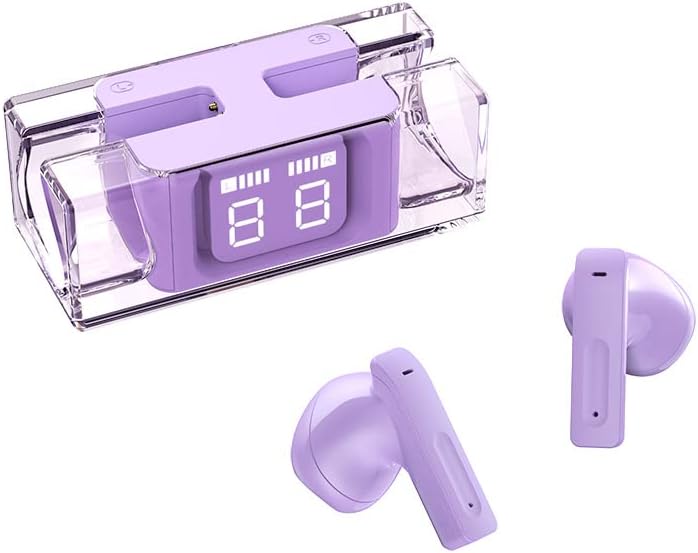 Fone de ouvido sem fio babyce TWS POD transparente de baixa latência Latência Cool Gaming fone de ouvido sem fio TWS, roxo