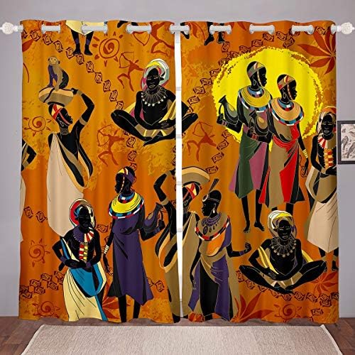 Feelyou Black Woman Cortinas étnicas Afro -african Cortina para quarto da sala de estar tradicional Decoração Exótica