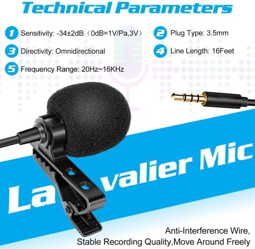 Microfone de lapela Lavalier de grau profissional para Infinix Zero 5 Compatível com telefone iPhone ou câmera blogging