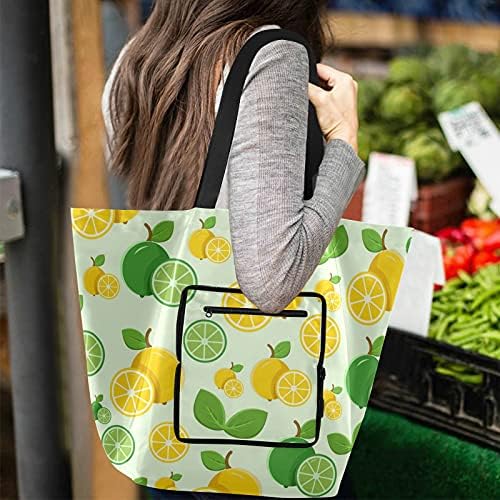 Limão verde amarelo amarelo dobrável bolsa de ombro de ombro reutilizável bolsa de mercearia pesada bolsa bolsa de compras