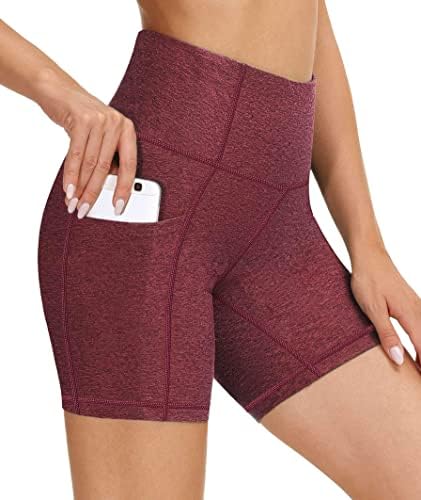 Shorts shorts de motociclista Heathyoga para mulheres shorts de ioga de cintura alta para mulheres shorts shorts shorts mulheres shorts com bolsos