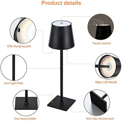 Lâmpada sem fio FBeltong - Lâmpada de mesa LED operada por bateria para quarto e sala de estar
