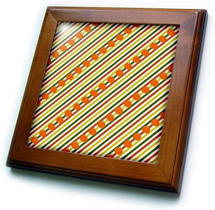 3drose abóboras listras diagonais Cores de outono Padrão de arte - ladrilhos emoldurados