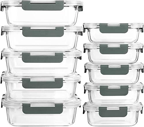 [10-PACK] Recipientes de preparação para refeições de vidro com tampas-mcircão recipientes de armazenamento de alimentos com