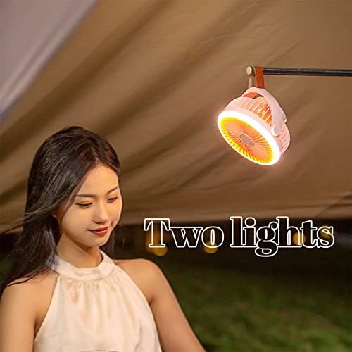 DeLarsy Ex2Bob Camping Fan com LED Lights & cordão operado por bateria com ventilador recarregável USB do cordão Hurrican de