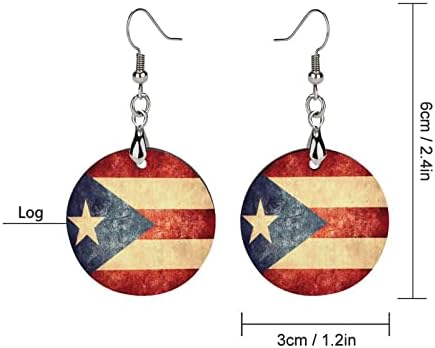 Bandos de madeira de Porto Rico vintage Brincos de madeira redondos balançados ganchos de orelha Jóias para mulheres