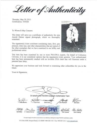 Arnold Palmer assinou 11x14 uniforme da marinha PSA/DNA T05028 RARO - Fotos de golfe autografadas
