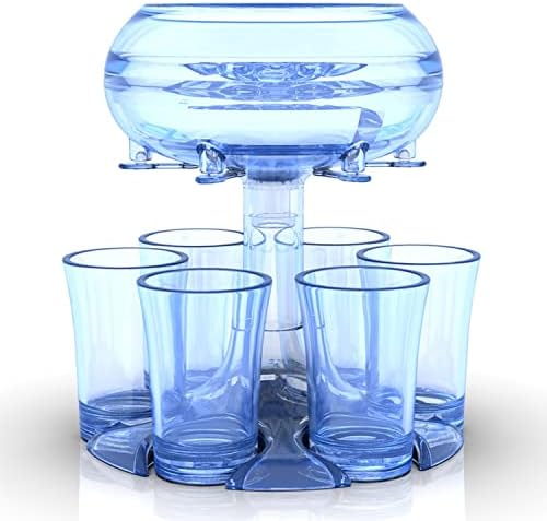 Dispensador de vidro e copos de tiro de vidro definido para dispensador de bebidas para acessórios para barra doméstica, suprimentos de festa, dispensador de bebidas de Halloween para festas, dispensador de álcool sofisticado