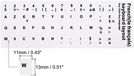 Adesivos de layout de teclado francês Patikil, 2 pacote de pacote de substituição de teclado universal para teclados de computador