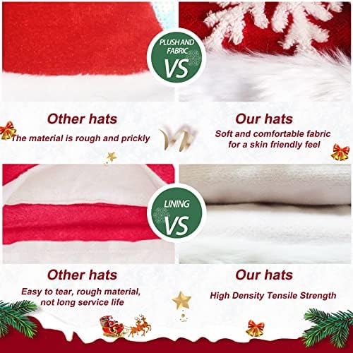 Qtkj santa chapéu, chapéus de Natal engraçados, tecido de veludo macio espessado, chapéu de natal adequado para ano