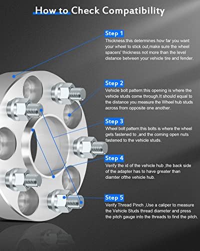 Eccpp 4x 5 espaçadores de roda de lugo 5x4.5 a 5x4.5 12x1,5 64,1mm 1,5 Compatível de prata com 2006-2019 para espaçadores