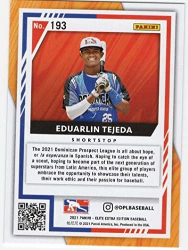 Eduarlin Tejeda RC 2021 Panini Elite Extra /17 Azul 193 Rookie NM+ -MT+ MLB Baseball