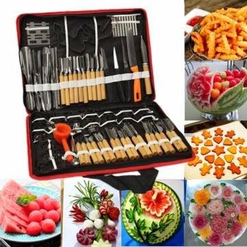 80pcs portátil vegetal fruta alimentos chef de escultura de escultura kit de ferramenta de cinzel com bolsa