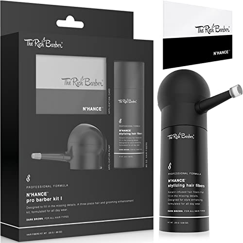 O rico kit de barbeiro barbeiro n'hance Pro - Conjunto profissional de estilos de cabelo e barba - fibras de construção