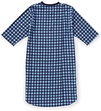 Nightgown de flanela adaptativa aberta para idosos - Nightgown de Back Snap With Dome Feching