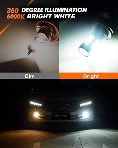 Sealight 9005 9006 LED BULS KIT BULHO H10 Lâmpadas de nevoeiro LED, 6000k Xenon White, 27 chips SMD, iluminação de 360 ​​graus,