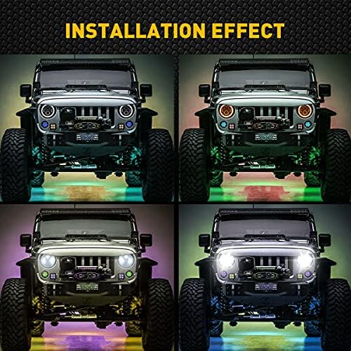 Farol jeep wrangler, ponto aprovado em viga hi/lo com drl/gurt sinalizador âmbar olhos anjos olhos compatíveis com