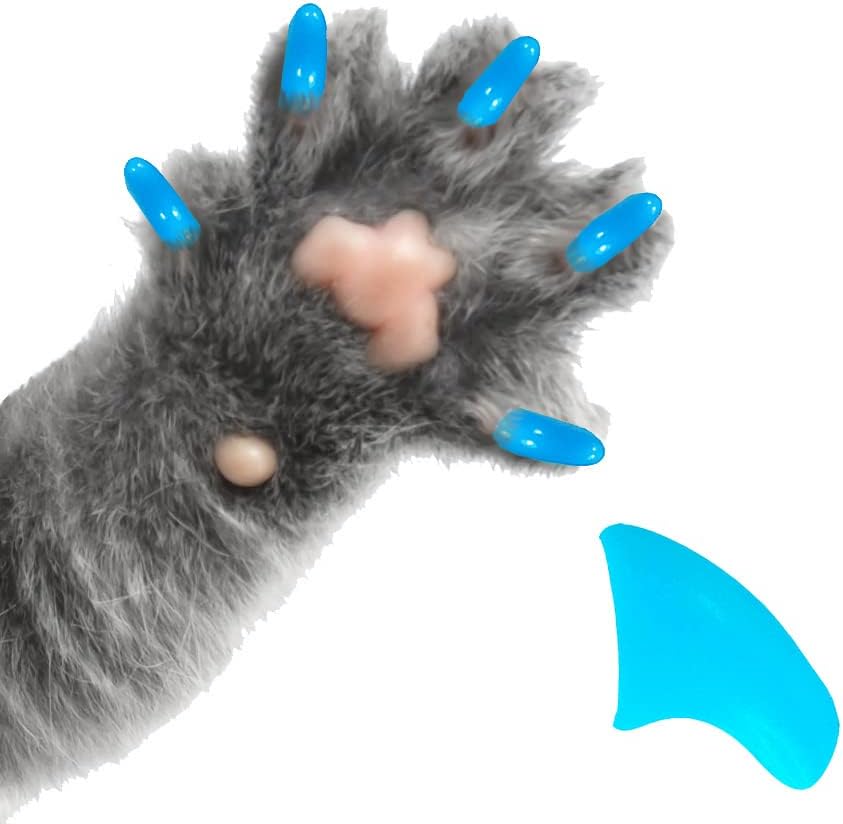 Garras bonitas tampas de unhas macias de 60 peças com adesivo para garras de gato - Baby Blue Medium