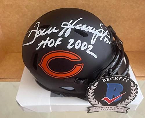 Dan Hampton Bears Hof 2002 assinado Mini capacete Eclipse Beckett testemunhou