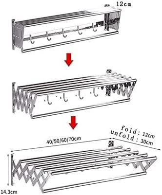 XMCX Roupas dobráveis ​​secagem rack Montada na parede 5 trilhos secador secador retrátil Airer banheiro ganchos