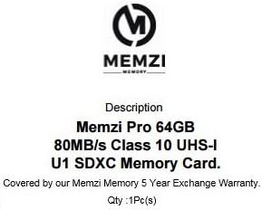 MEMZI PRO 64GB CLASS 10 80MB/S SDXC Memory Card para Panasonic Lumix DMC-TS30, DMC-TS5, DMC-LZ40, DMC-LZ30 Câmeras digitais