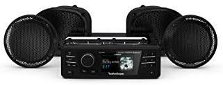 Rockford Fosgate HD9813RGU-STAGE1 Receptor de mídia digital e kit de quatro alto-falantes para 1998-2013 Harley-Davidson Road