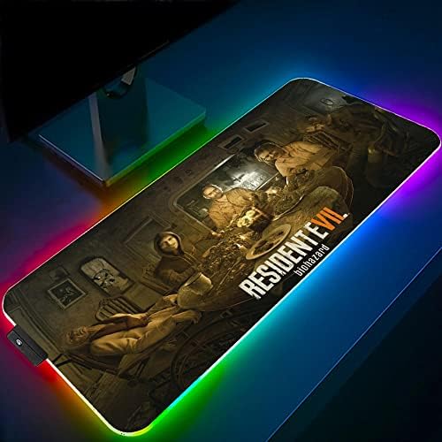 Mouse pads Resident Evil Game Luminous RGB Gaming Mouse Mat Gamer Teclado grande LED LED colorido Mousepad de 39,3 polegadas x