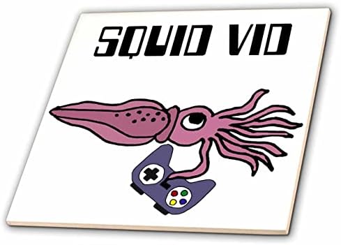 3drose engraçado fofo púrpura de púrpura com videogame contoller squid vid trocadilho - ladrilhos