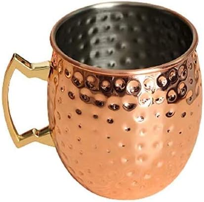 Cobre martelado em aço inoxidável interno Moscou Mule Creer Copo Caneca de Copper Caneca de cobre com alça de latão Melhor barware