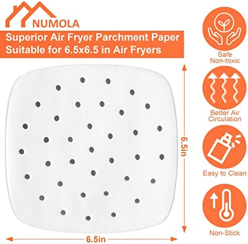 Air Fryer Pergachment Paper Liners, Numola 100 PCS Papel de pergaminho para fritadeira de ar, revestimentos de papel