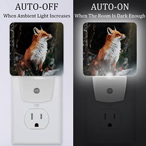 Walldor Red Baby Fox Night Light, Smart Dusk to Dawn Sensor Warm LED LED Nightlights for Hallway Bedroom Kids Room Kitchen