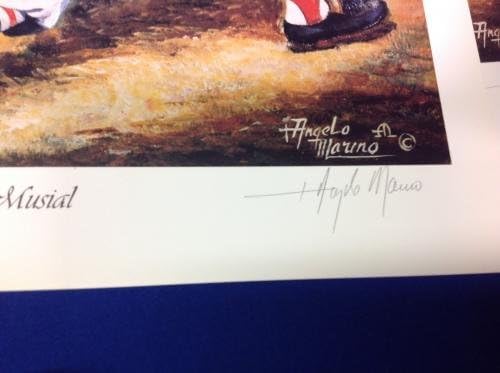 Stan Musial 18 x24 Litho assinado pelo artista Angelo Marino 1104/1450 - MLB ARTOGRADO AUTOGRATO