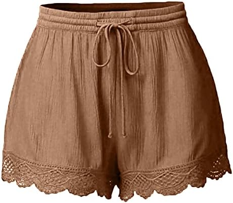 Surquira de renda elástica da cintura de cordão para mulheres confortáveis ​​de calça curta solteira curta o treino casual yoga lounge shorts