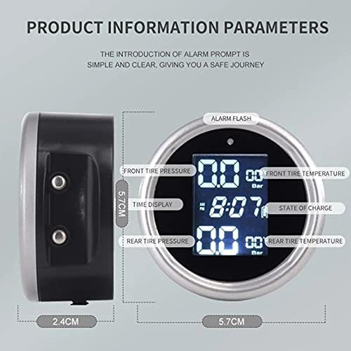 SJYDQ Solar TPMS Alarm Motorcycle LCD Digital Display Pressão Monitor de pressão de alta precisão Detector elétrico com sensores