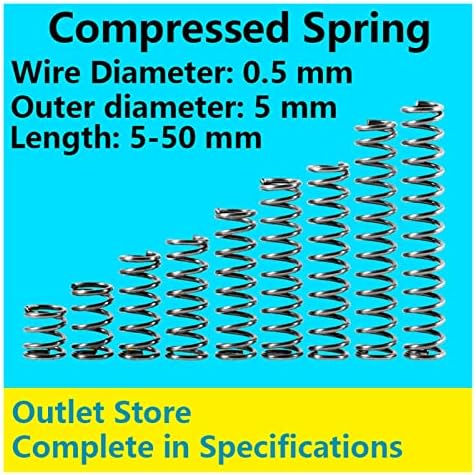 As molas de compressão são adequadas para a maioria dos reparos I Rotor de mola retrátil Compressão de compressão de mola de mola Diâmetro de armazenamento de mola de 0,5 mm, diâmetro externo 5mm)