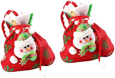 1 Conjunto 2 PCs Sacos de cordão de natal Sacos impressos de boneco de neve de padrões de presente decorações de natal Presentes Ornamentos