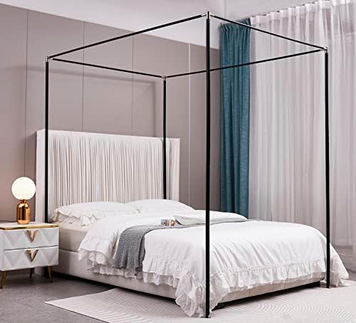 Mengersi Canopy Bed Frame Tamanho completo, Cama Poster post post bastes, cortinas de cama de dossel suportes de moldura ajuste para