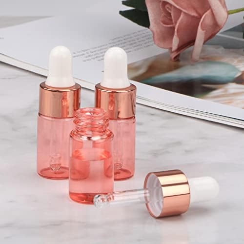 15 PCs, 3 ml Garraco de gotas de vidro rosa Óleos essenciais Amostra de garrafa de frascos de aromaterapia de aromaterapia de perfume com tampa de ouro rosa