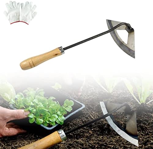 Fovlry All-Steel endurecido Hollow Garden Tool, enxada oca com alça de madeira para ervas daninhas do quintal, afrouxamento, plantio