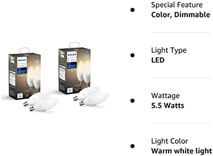 Philips Hue White B39 E12 vela com Bluetooth, Hue Hub Compatível, 4 lâmpadas