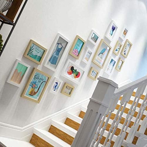 ZXW 17pcs Staircase Photo Parede, mistura e combina a foto decorativa de foto 15x126cm-original branco