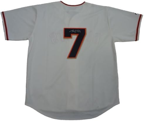 Mark DeRosa autografou a Jersey de Cream de São Francisco Giants com prova, imagem da assinatura de Mark para nós, PSA/DNA autenticada,