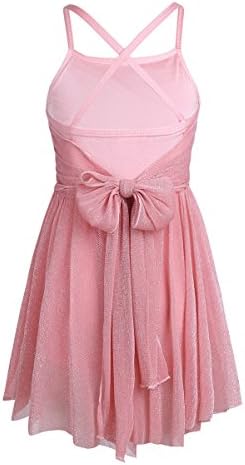 Tiaobug Kids Girls Girls Glithery Mesh Halter Halter Sleeseless Delf -Dança Vestido Lyrical Modern Contemporary Dançaria Costumes