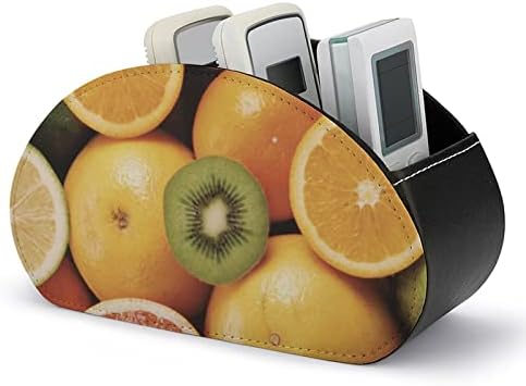 Colorido Holder de controle remoto de TV vegana de frutas frescas com 5 compartimentos PU Organizador de armazenamento