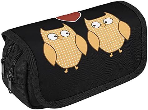 I Love You Owls Double-Player Lápis Saco Cosmético para Escola de Escola