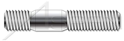 M12-1.75 x 25mm, DIN 939, métrica, pregos, extremidade dupla, extremidade de parafuso 1,25 x diâmetro, a2 aço inoxidável