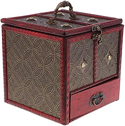 ZYM205 Chinês Retro Retro Vintage Jóias de madeira Organizador Organizador com jóias pequenas