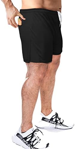 Shorts masculinos de prenda de 5 polegadas, homens que executam shorts curtos com shorts de ginástica de exercícios de linha com lados grandes divididos