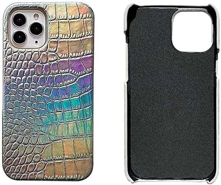 Coepmg Leather Flocking Lining Phone Case, para Apple iPhone 11 Crocodile Pattern Laser Silver Back Tone Top [Screen & Camera